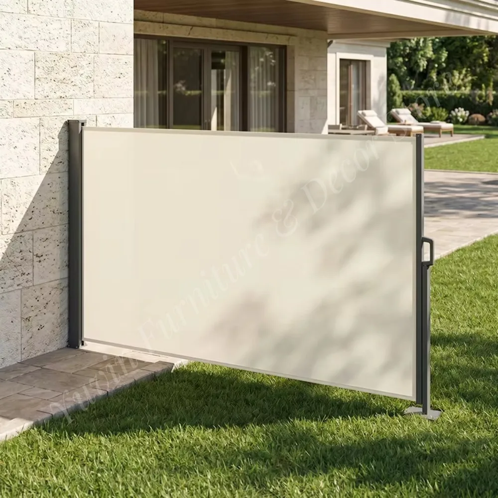 Retractable Side Awning with Aluminum Frame Outdoor Patio Waterproof Screen Windproof Blind UV Protection for Garden Backyard