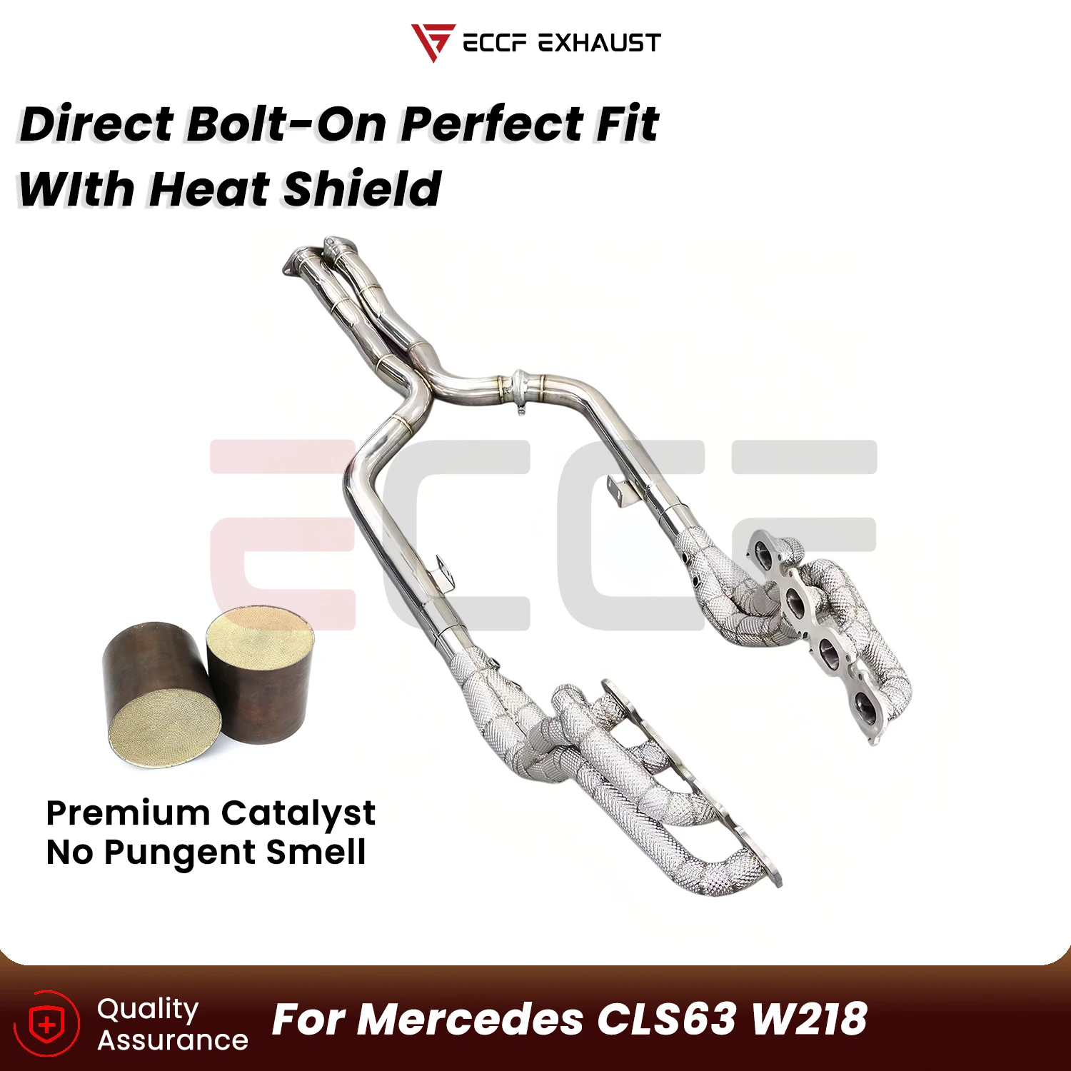 

ECCF Sporty Stainless Steel Headers With Heat Shield For Mercedes CLS63 W218 Plug and Play Aggressive Exhaust Sound