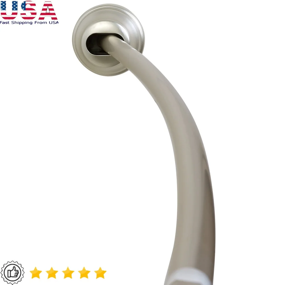 

Регулируемый изогнутый натяжной стержень для занавески для душа Нержавеющий алюминий от 50 до 72-дюймовый Простая установка Настенный сейф Матовая отделка