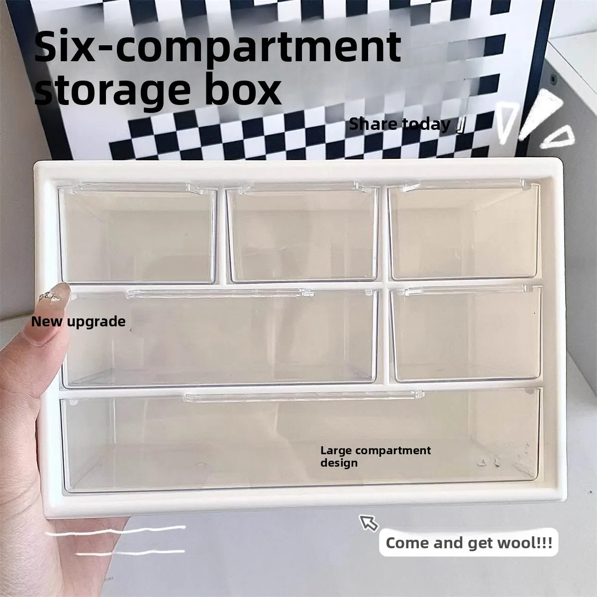 art-mouse-desktop-organizer-box-drawer-style-multi-grid-dustproof-stationery-box-white-six-paper-clip-holder-desk-organizer