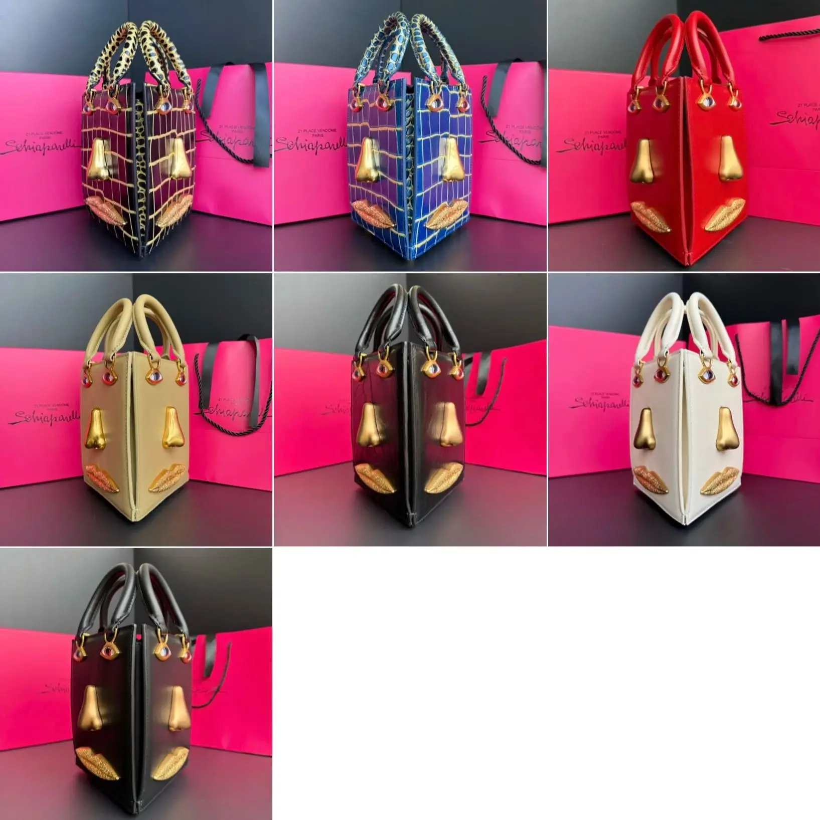 

Designer Fashion Leather Handbag Unique Facial Features Trendy Personality Women's Handbag Stylish Bag