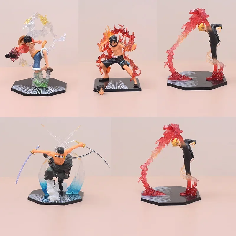 One Piece Monkey D·Luffy Action Figure Miniature Ornaments Collection Blazing Fist Roronoa Zoro Sanji Combat Statue Anime Model