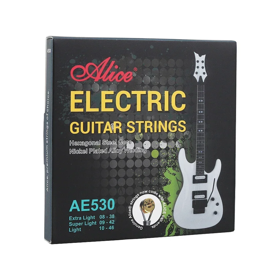 Alice AE530 Electric Guitar Strings Hexagonal Steel Core Nickel Plated Alloy Wound 008-038/009-042/010-046 Performance Practice