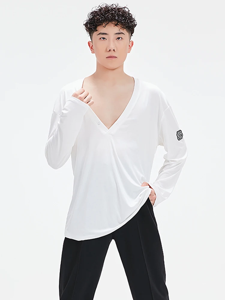 เสื้อตาข่ายคอวีเซ็กซี่สำหรับผู้ชาย, ชุดเต้นแทงโก้ชุดเต้นละตินสำหรับเต้นสมัยใหม่เสื้อผ้าชุดแต่งกายละติน DQS14168