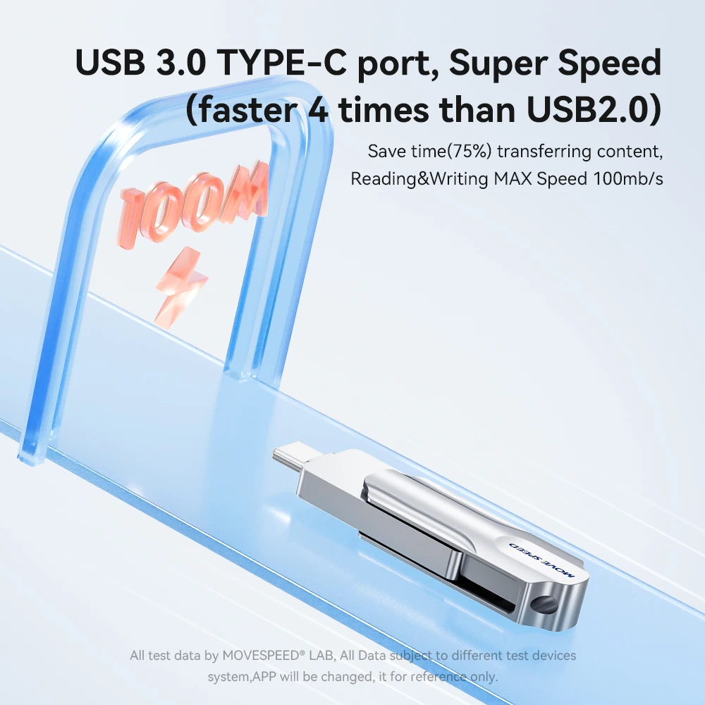 Imagem -04 - Movevelocidade em Usb tipo c Flash Drive Suporte Otg 64gb 128gb 256gb 512gb Usb 3.0 120 mb s Pendrive para Telefones Macbook Computador Portátil