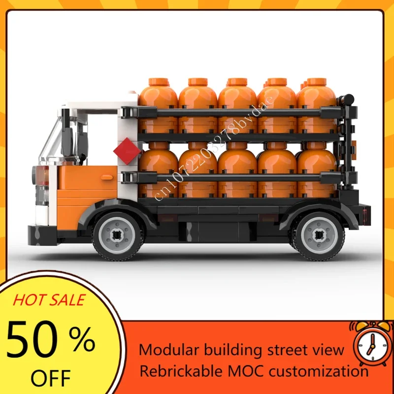 307PCS MOC City Transportation Home Gas Delivery Truck Model Custom Puzzle Bricks DIY Creative Assembly Kids Puzzle Xmas Gift