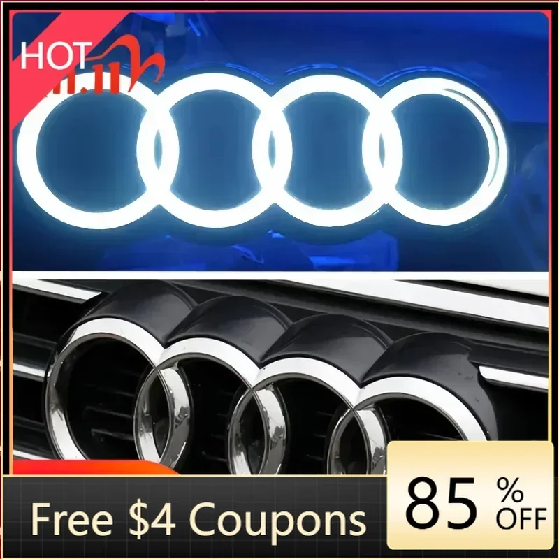 

For Audi Hot Audi Car LED Front Grille Logo Lamp Static White Light 249 273 285mm For AUDI A3 A4 A5 A6 A7 A8 S3 S4 S5 S6 S7 Q3 Q