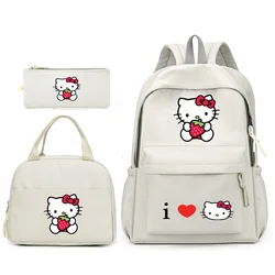 Hello Kitty 3 sztuk/zestaw plecak z torbą na drugie śniadanie dla nastolatków torby szkolne dla uczniów na co dzień wygodne zestawy podróżne