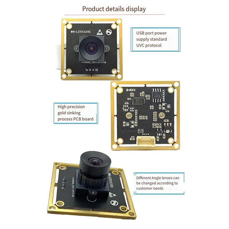 Modulo telecamera USB 2MP HD 1080P OV2735 FF 95 °   MJPEG, driver YUY2 Plug-N-Play gratuito per Windows Android Linux Mac OSX