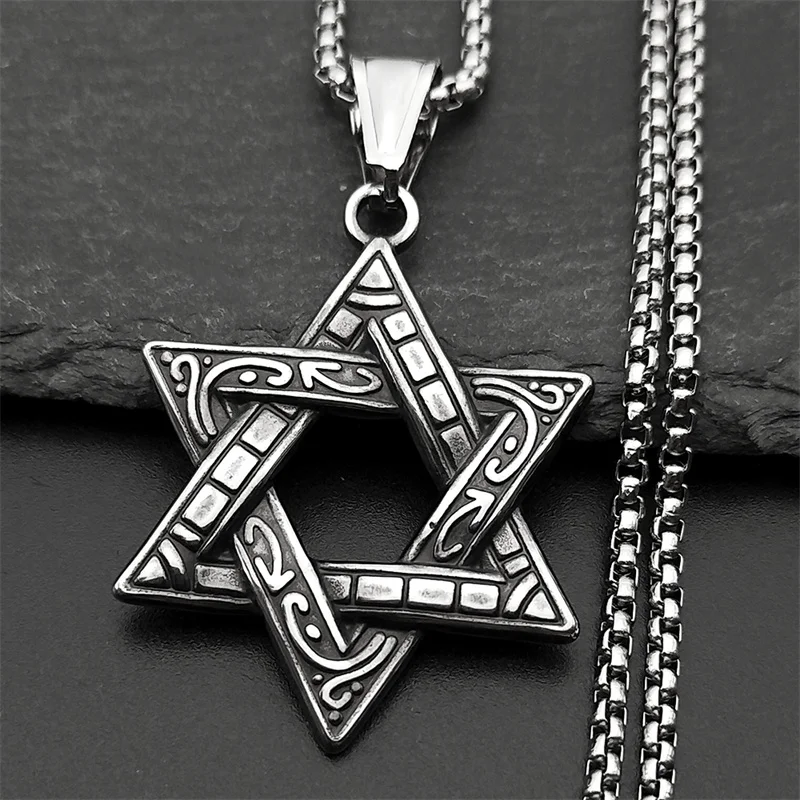 Jewish Star David Pendant Necklace for Men Women Stainless Steel Gold Silver Color Israel Hexagram Necklace Amulet Jewelry Gift