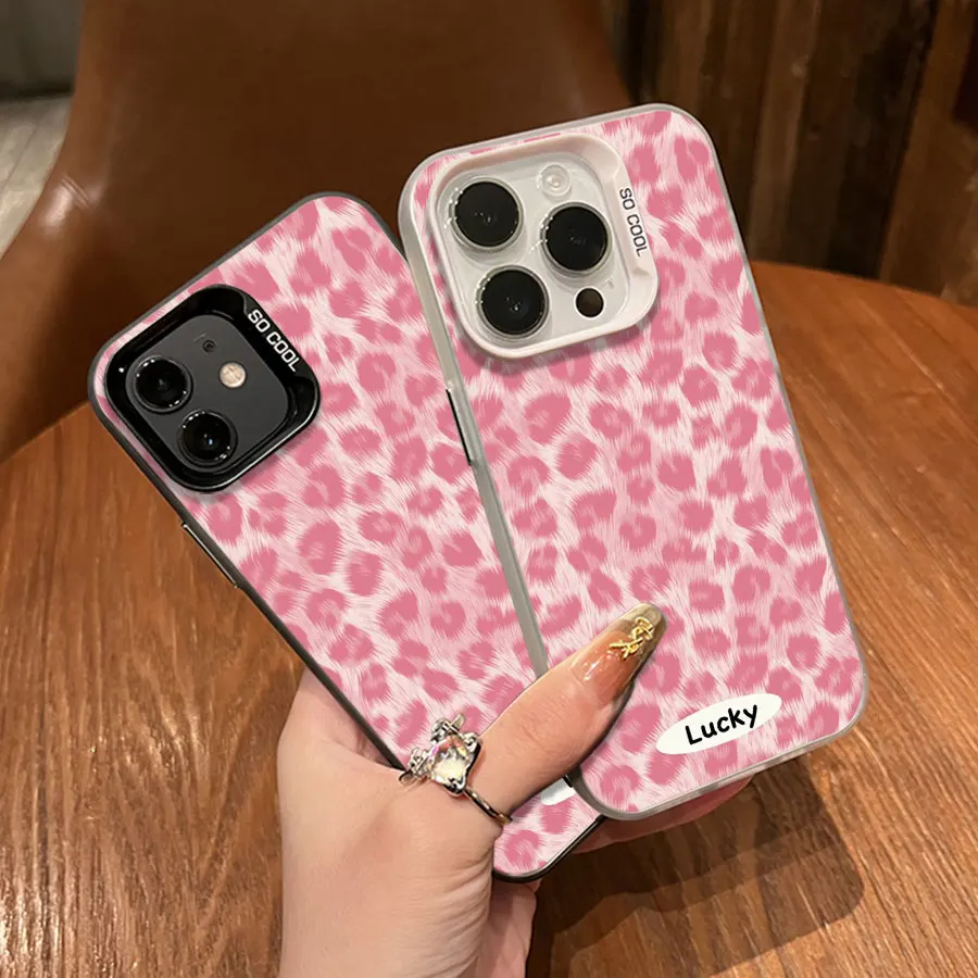 핑크 레오파드 프린트 행운의 아이폰 케이스 (아이폰 17부터 11 프로 맥스 플러스까지)