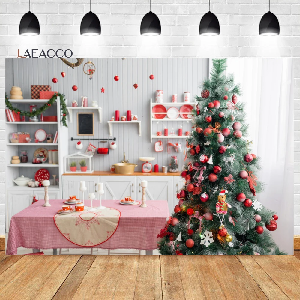 คริสต์มาสห้องครัวโมเดิร์นการถ่ายภาพฉากหลัง Retro ไม้ Cook ตกแต่งพื้นหลังสตูดิโอทารกแรกเกิดภาพ Props