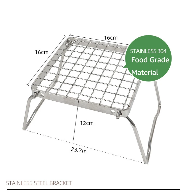 야외 캠핑용 접이식 캠프파이어 그릴, 휴대용 304 스테인레스 스틸 메쉬, 파이어 캠프 그릴, 요리 화덕