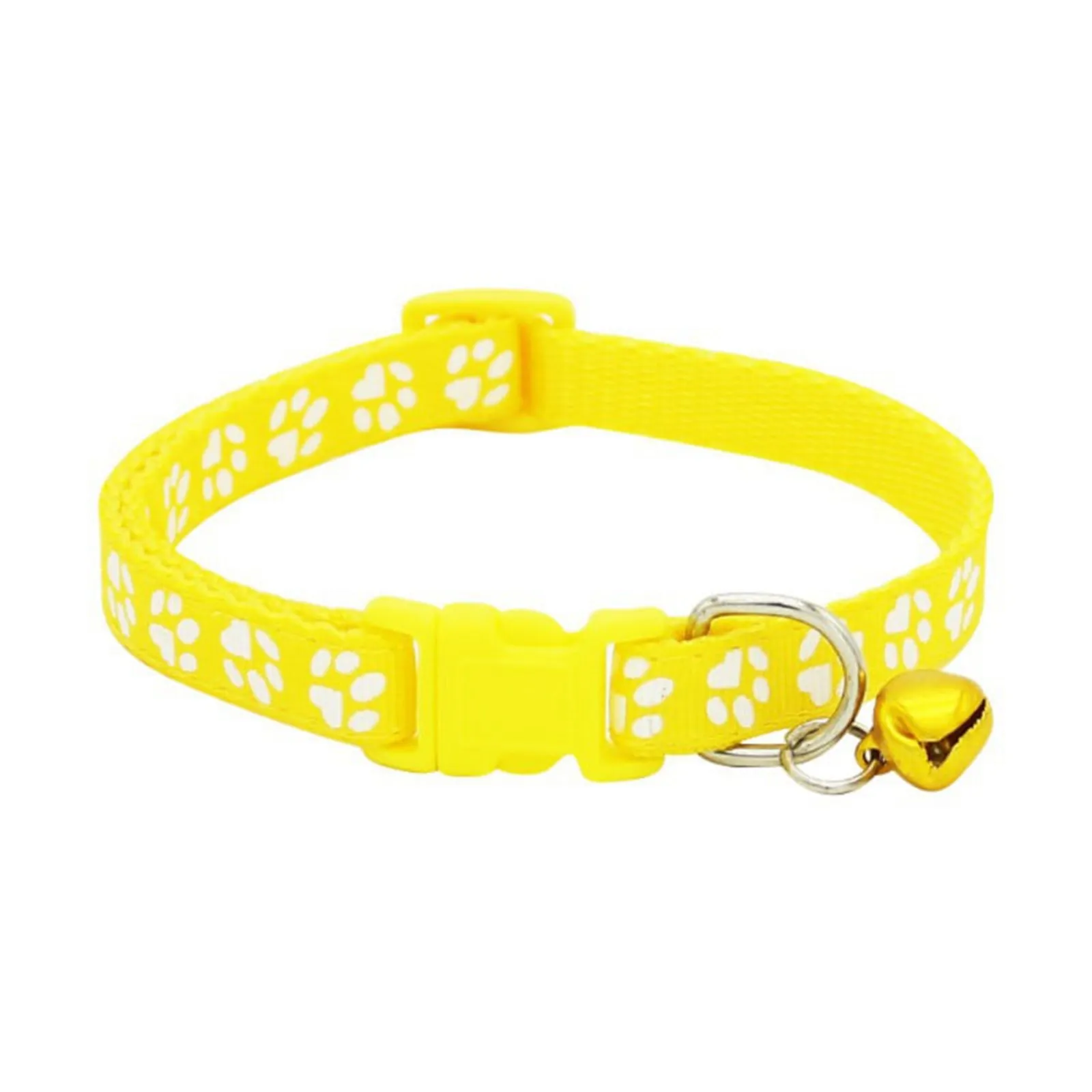 1 Pack Footprint & Reflective Cat Collar with Bell Basic Dog Cat Collar Buckle Adjustable Polyester Cat Dog Collar or Seatbelts