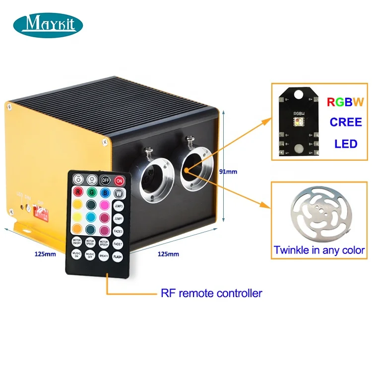 2025 LED Fiber Optic Light Engine Illuminate 24W RGBW Twinkle Fiber Optic Light Source Star Ceiling Kits with APP and Remote Con