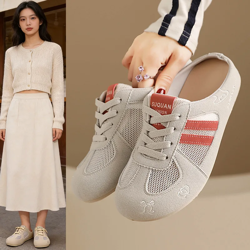 

2026 Women's Spring Korean Edition Half Top Shoes Breathable Casual Soft Bottom Versatile Board Shoes