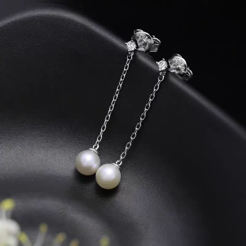 

Hot Sale 925 Sterling Silver Pearl Ear Wire Korean Version Fashionable Exquisite Zirconia Stones Elegant Ear Jewelry for Women
