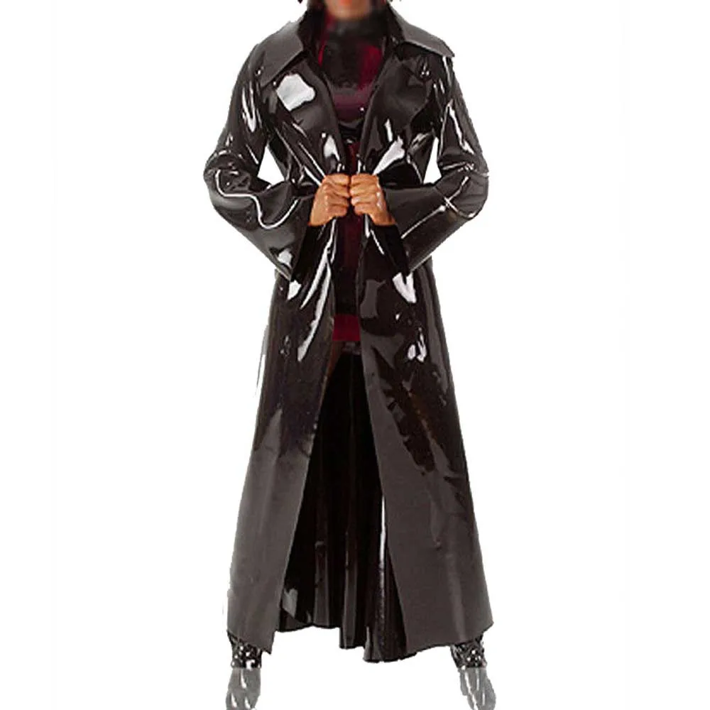 

Latex Rubber Long Coat Black New Hot Sales Pure Windcoat Unisex S-XXL