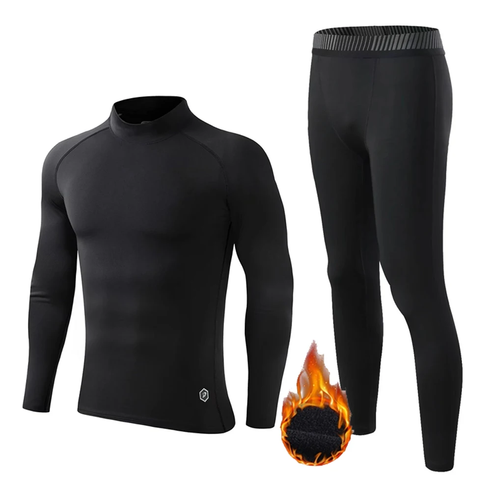 Winter Thermal Underwear Fleece Men\'s Warm Second Skin Ski Kids Thermal Underwear Base Layer Compression Sportswear Jogger set