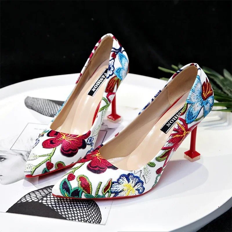 Print Random Sexy High Heels Shoes Women Shallow Dress Shoes 2024 Summer New Fashion Pointed Toe Shoes Party