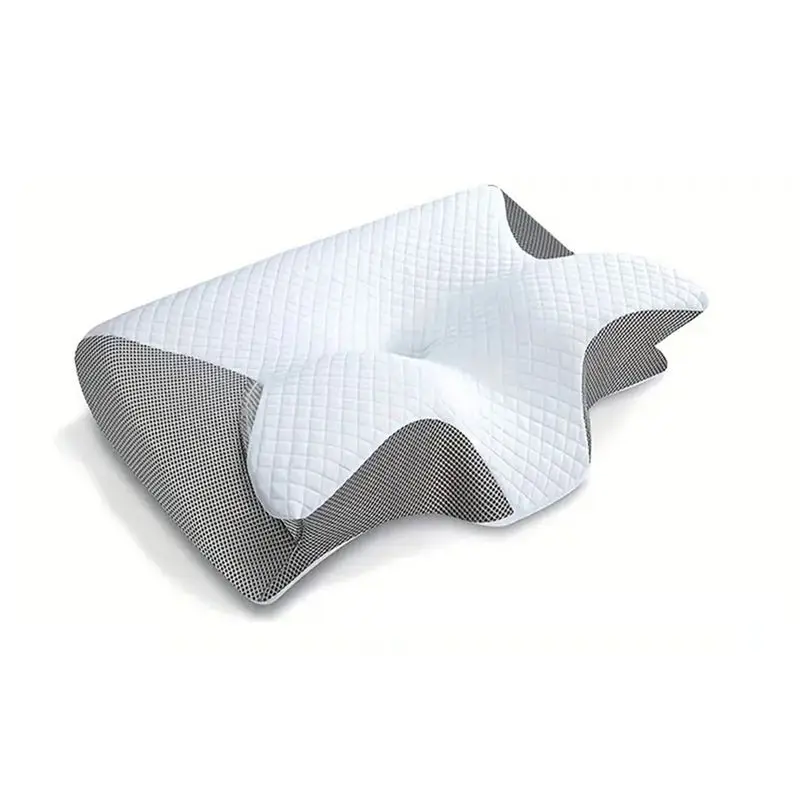 AS60-Rebound Cotton Pillow Cow Horn Roll Up Butterfly Shaped Zero Pressure Memory Pillow For Home Use For Cervical Protection