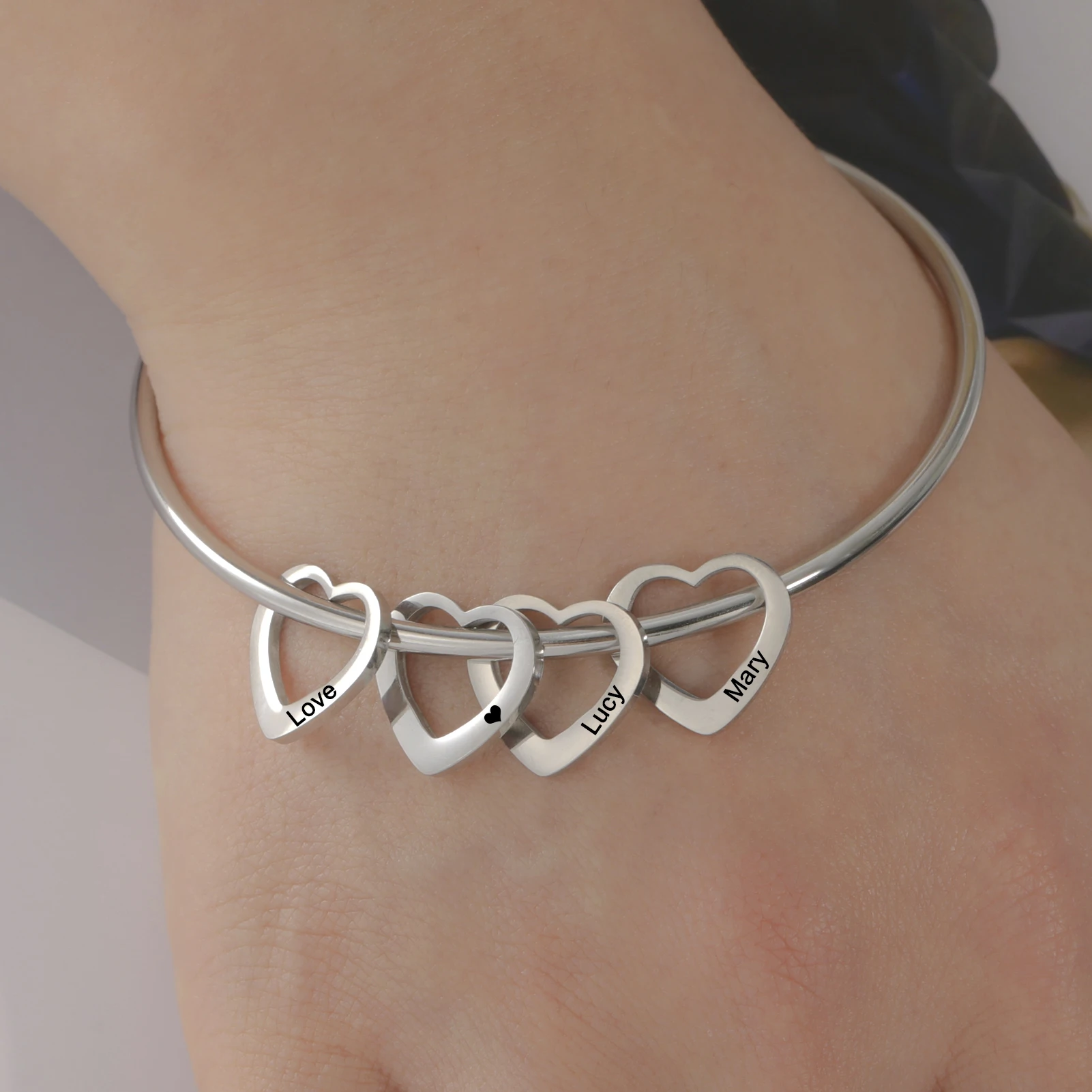 

Lemegeton индивидуальный браслет с именем, кулон в форме сердца, персонализированные браслеты, женский браслет, ювелирные изделия из нержавеющей стали, подарки на день рождения