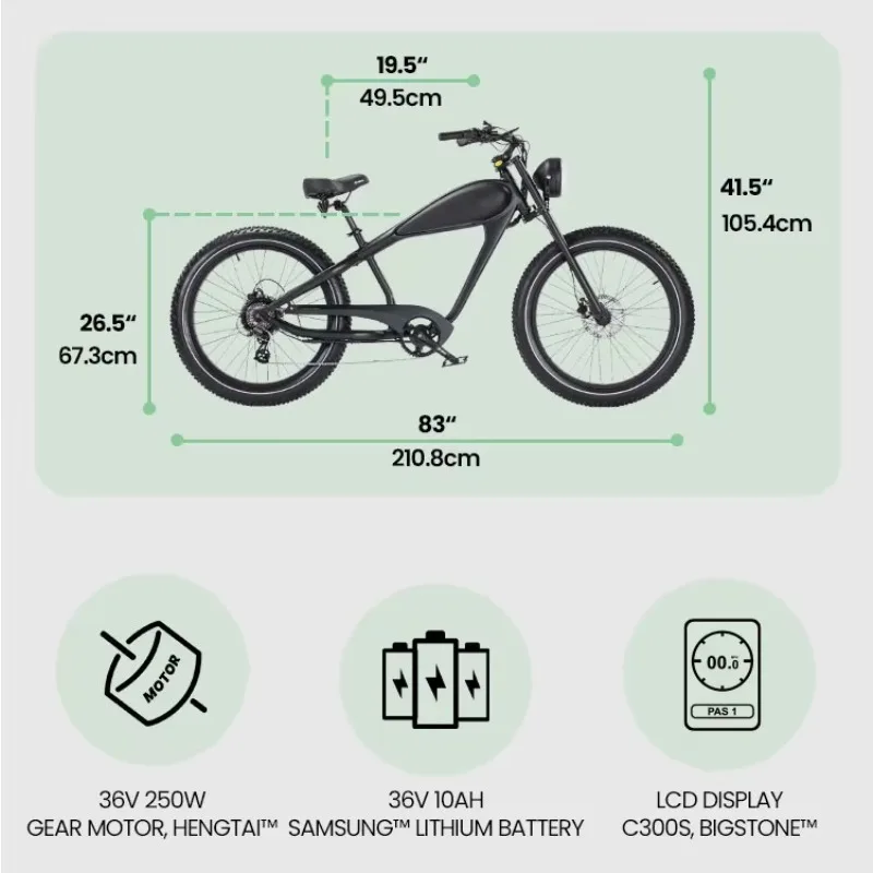 Clrak 2025 Chinese Customize  Dual Lithium Batteries Hydraulic Disc Brake 750W  Retro E Bike Fatbike Electric Bike for Beach