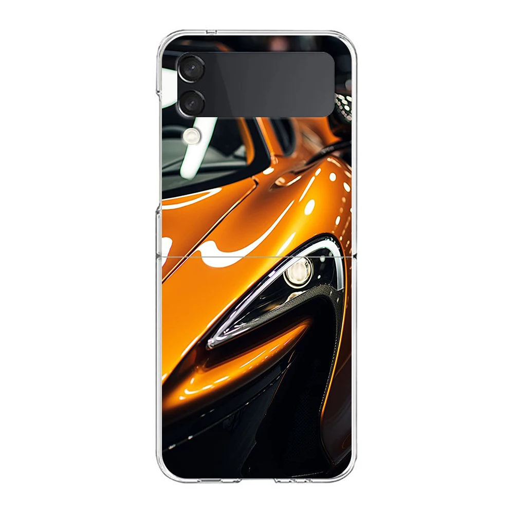 Phone Case For Samsung Galaxy Z Flip 3 4 5 Hard Folding Clear PC Bumper Super Car Sport For Samsung Z Flip 6 Back Cover