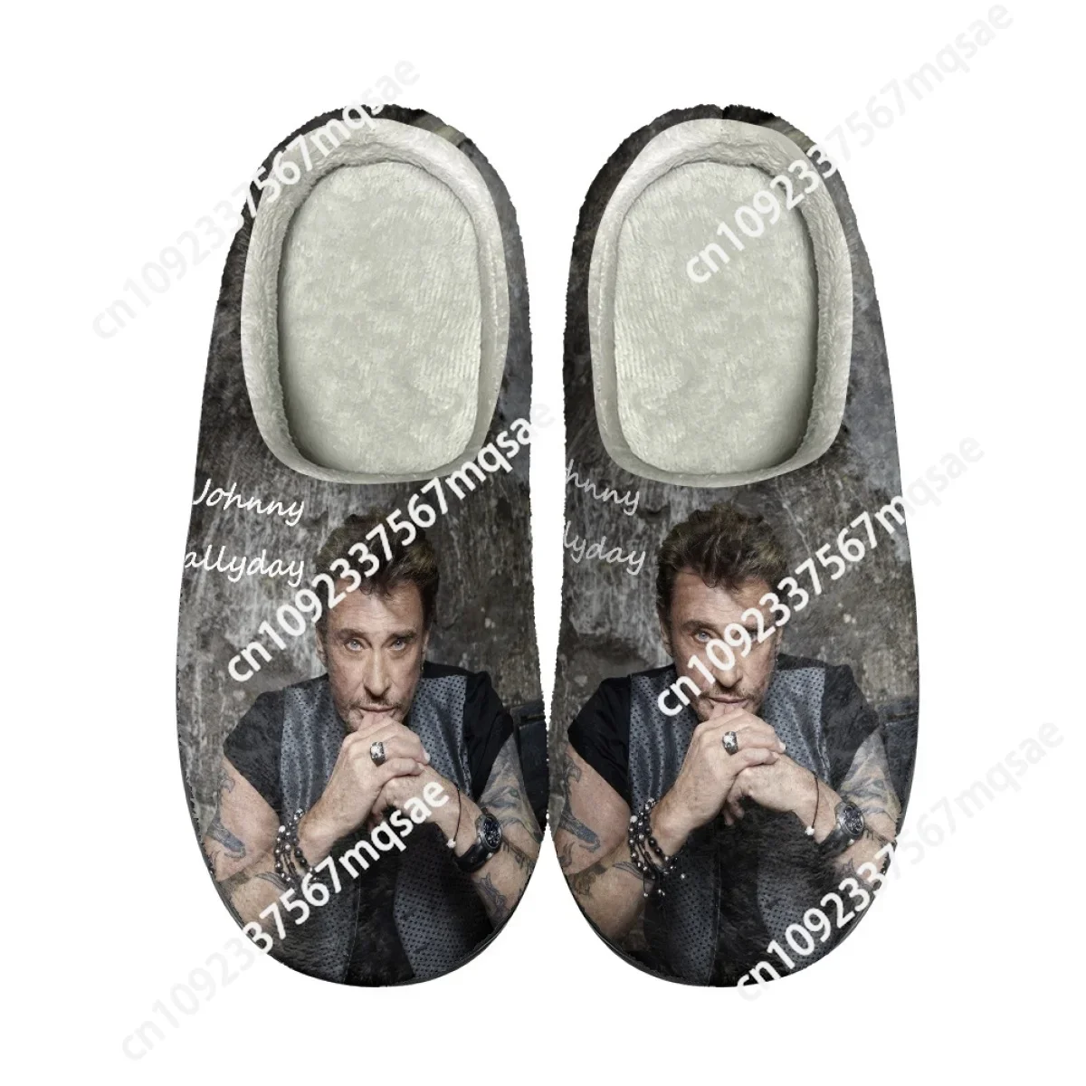 

Custom Polyester Cotton Slippers Women Men Home Shoes Simple Non-slip Slides Singer IndoorSinger Johnny Hallyday Footwear