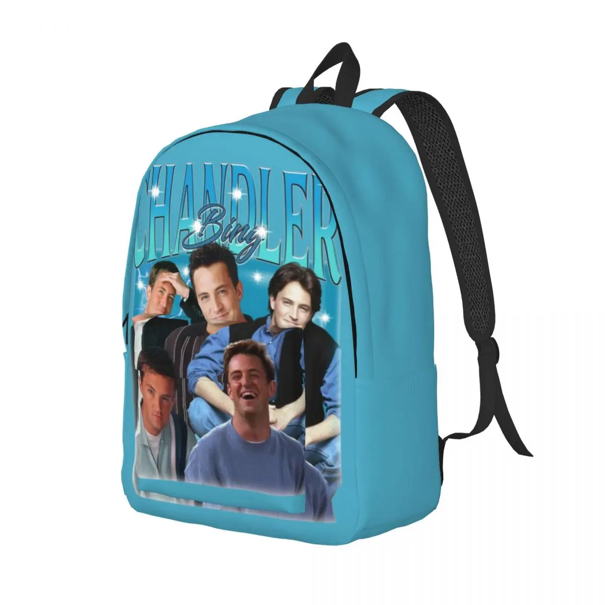 Rest In Peace Friends Chandler Bing Matthew Perry Backpack for Men Women High School Work Daypack Laptop Shoulder Bag