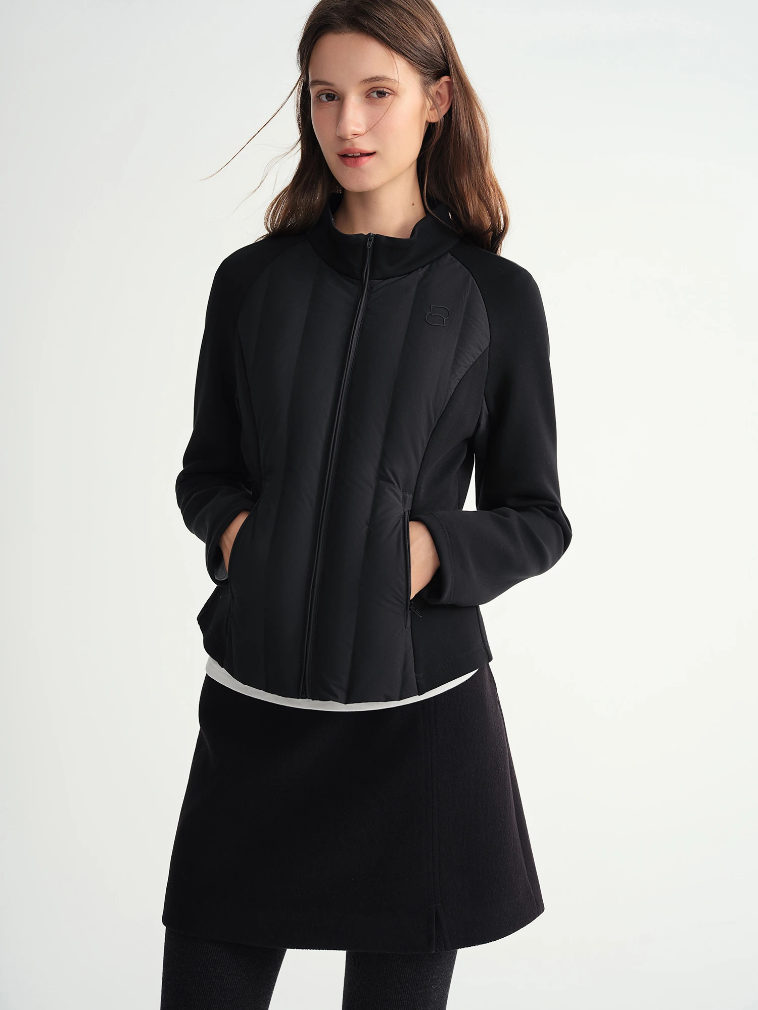 DUSHU Plus Size Women's Down Lined Patchwork Slim Fit Stand Collar Short Jacket 2025 New Arrival Winter Warm Outerwear Coats