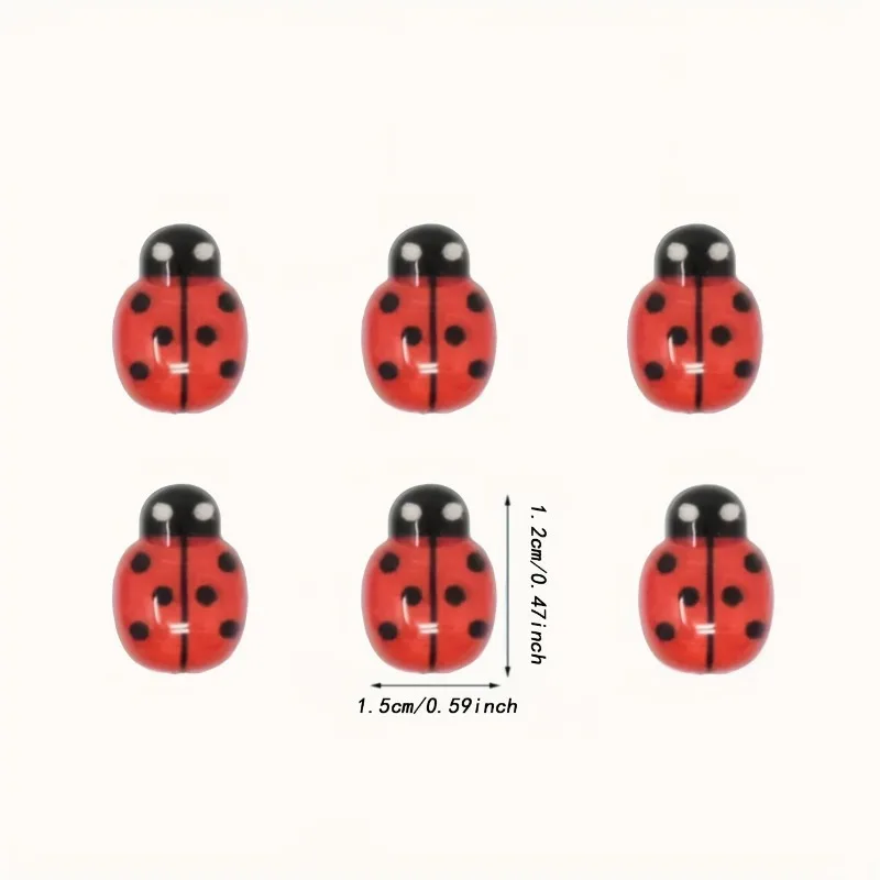 10PCS Auto Parts Decoration Seven Star Ladybug Wooden Crafts with Sponge Glue Beetle