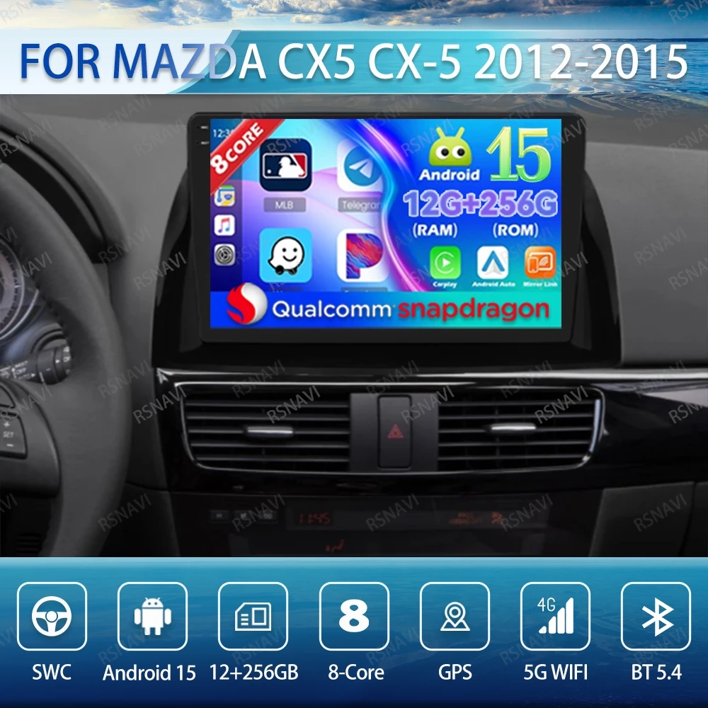 

Android 15 Car Radio For Mazda CX5 CX-5 2012-2015 QLED Wireless Carplay Auto DSP Qualcomm Head Unit Multimedia Viedo Player BT