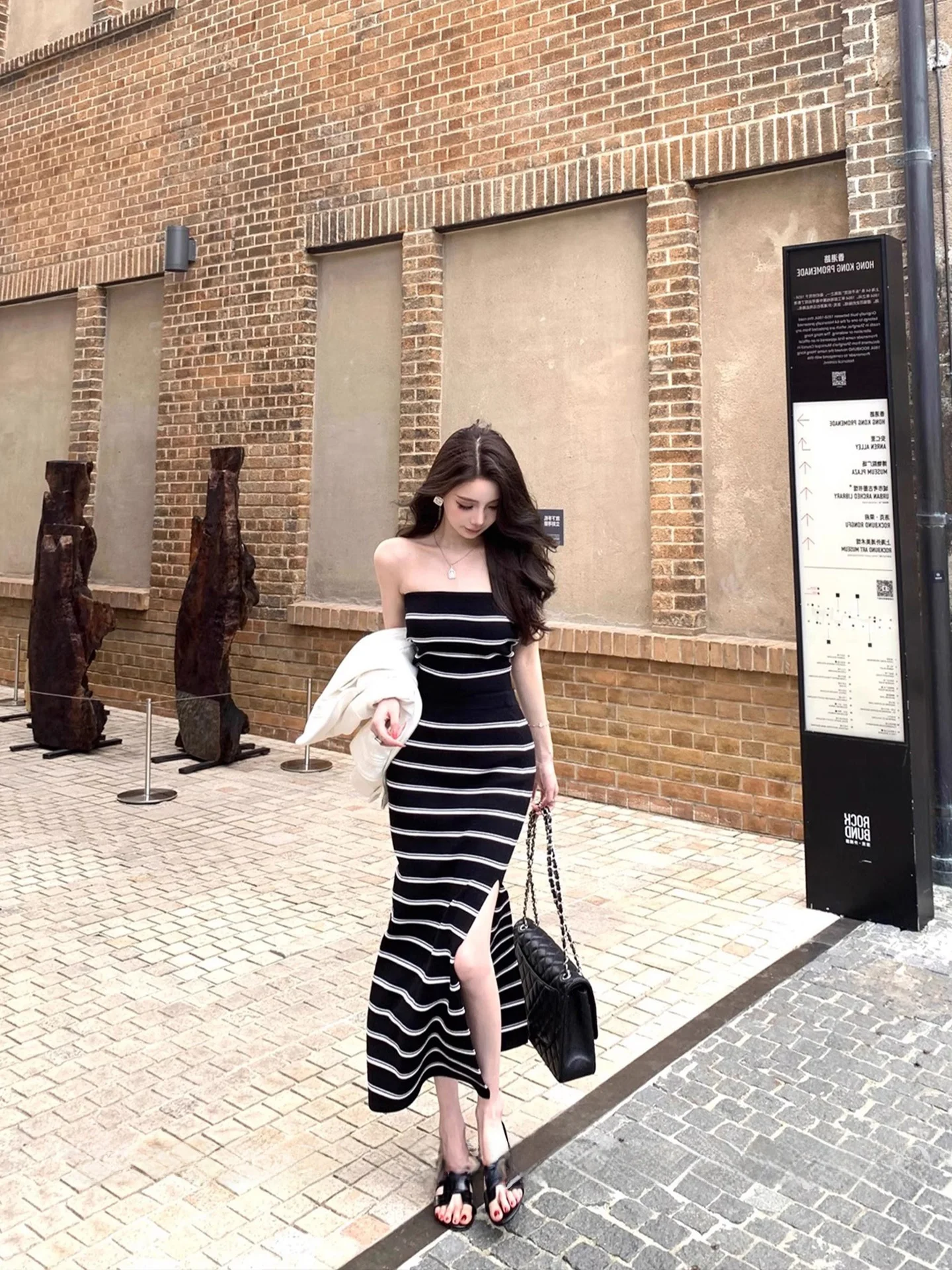 

Sexy Lady Sle Two-Piece Set Women's Summer Color Blo High-End Feeling Strapl Vest Long Split Skirt Faionable Outfit