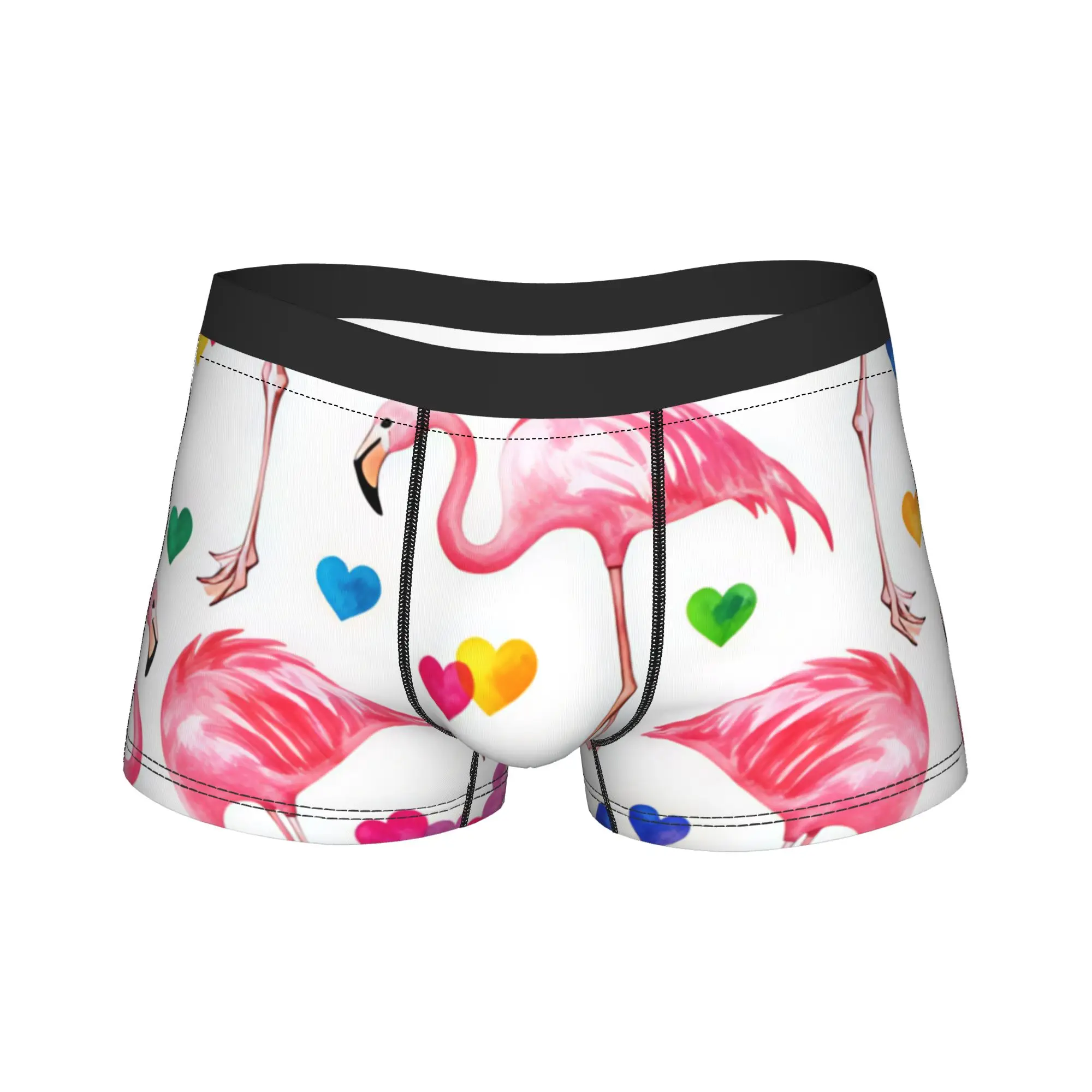 Calzoncillos tipo bóxer con estampado de corazón y labios de flamenco, ropa interior con bolsa, pantalones cortos con estampado de alta calidad, calzoncillos suaves de tendencia para hombre, talla grande