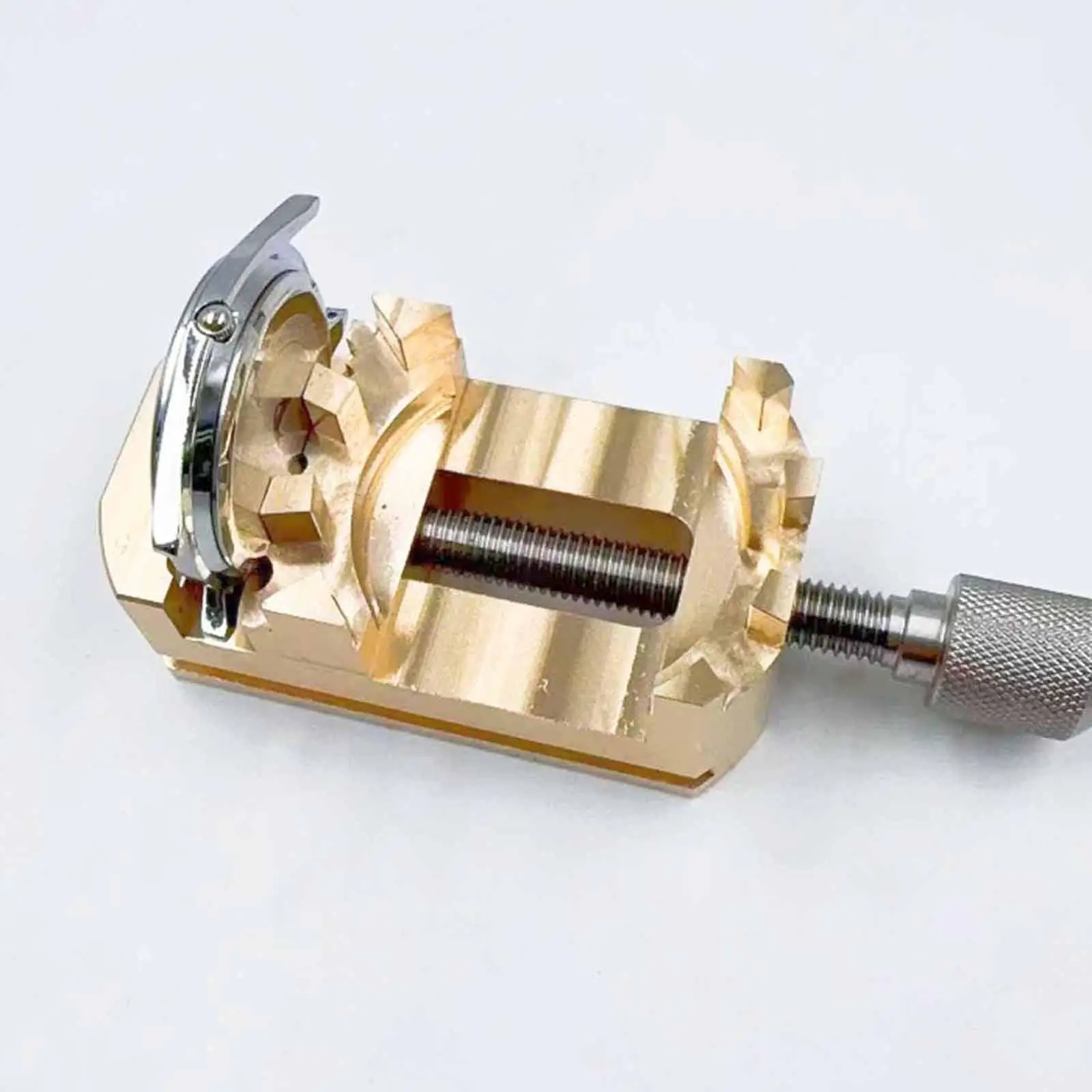 Mini Watch Bench Vise Clamp,Brass Maintenance Flat Table Vice Clip on for Crowns Straps Back Cover Enthusiasts Jewelry Repairing