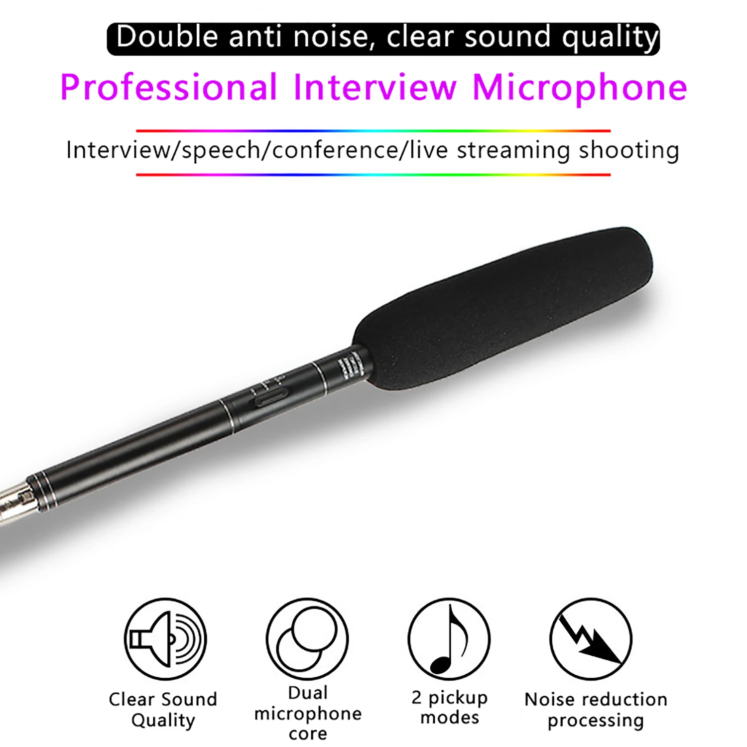 

GAM-CF02 Interview microphone, news reporter recording interview microphone, 3.5mm plug, portable, good recording effect