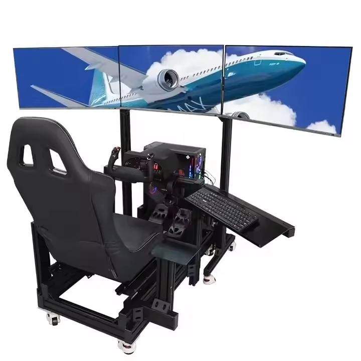 Ergonomic Aircraft-Inspired Racing Simulator Cockpit with Bucket Seat Realistic Flight & Driving Sports & Entertainment Product