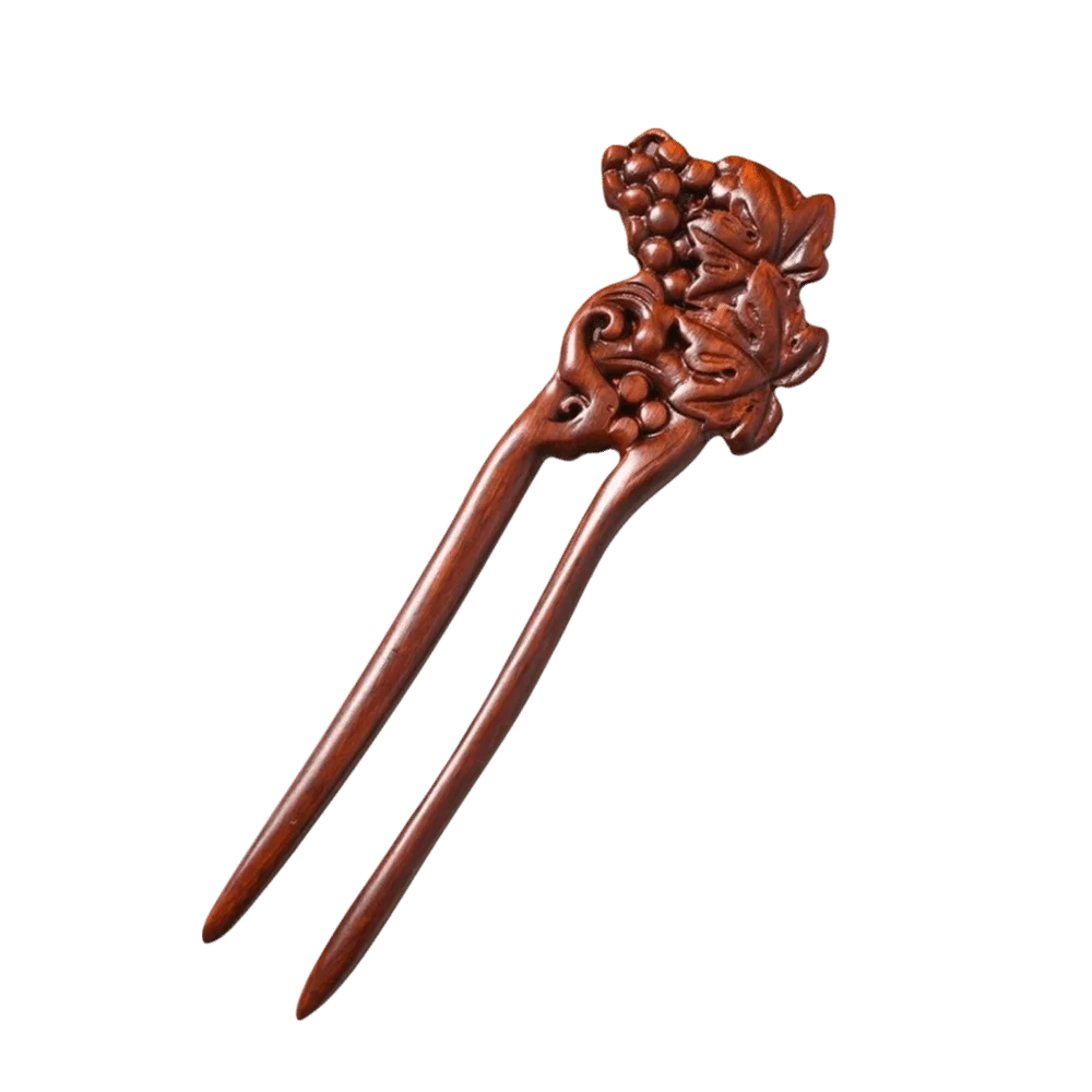 Hair Accessories Headwear Double Hairpin Wood Carved U-Shaped Flowers Hair Fork Chinese Style Wooden Hairpin Women