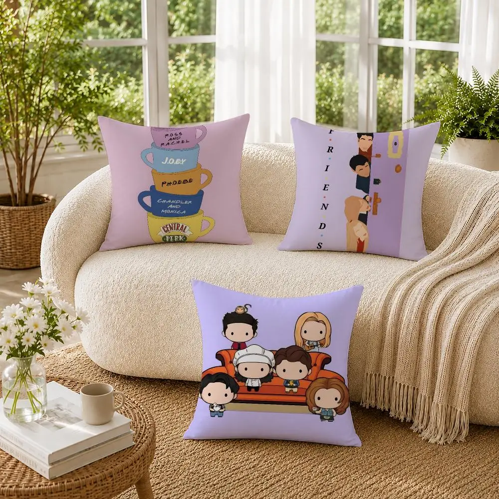 Classic F-Friends Tv Show Cushion Cover Soft Short Plush Pillow Cases Hidden Zipper Cutecore Sofa Bedroom Home Decor Gift