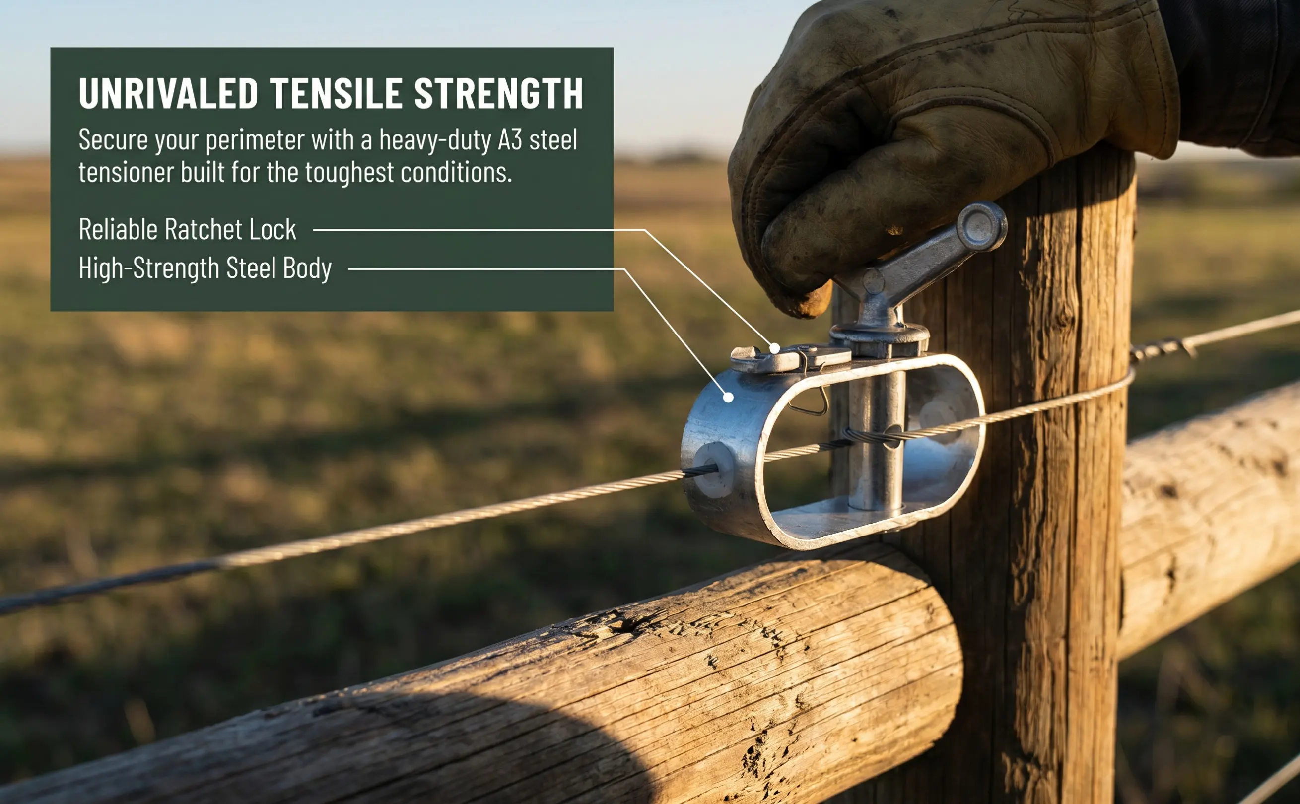 Heavy Duty Aluminum Alloy Wire Tensioner for Steel Cable Rope Pool Cover Greenhouse Fence Fruit Tree Training Compact Ratchet
