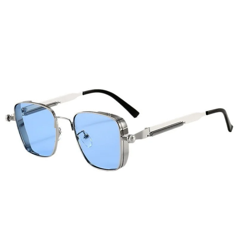 Vintage Square Oversized Sunglasses for Men Women Metal Thick Frame Retro Punk Sun Glasses UV400 Eyewear