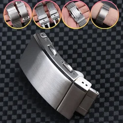 316L Stainless Steel Watch Clasp 18mm 20mm 22mm Brushed Silver Folding Safety Milled Clasp Replacement Deployant Watch Buckle
