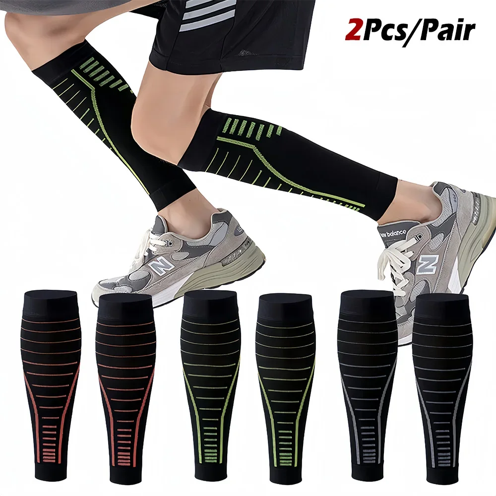 

1Pair Reflective Calf Compression Sleeve Men Women Sport Footless Compression Socks Support Runners Leg Sleeves Reduces Swelling