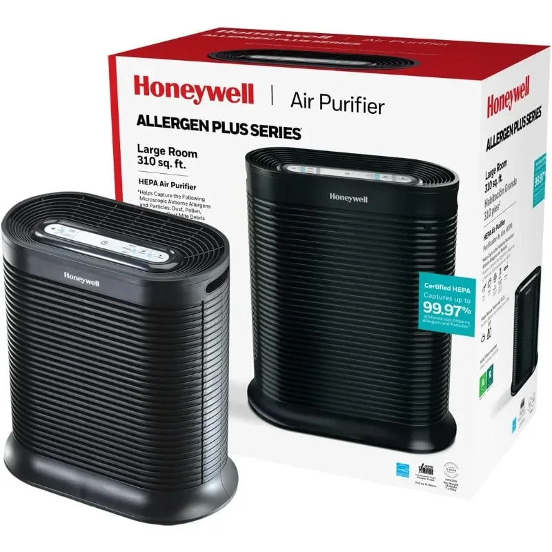

Очиститель воздуха Honeywell AllergenPlus HEPA, редуктор аллергенов для больших помещений, уменьшает аллерген, дым, пыльцы, черный, HPA200