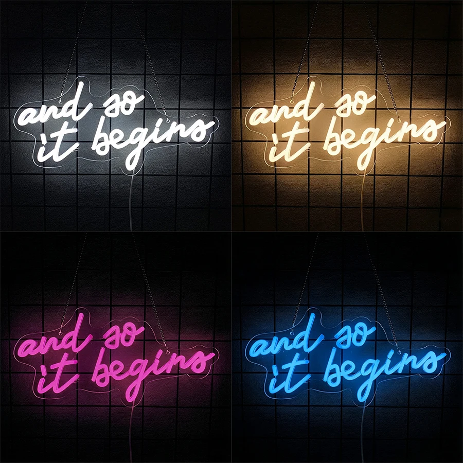 And So It Begins Led Neon Sign, Letter Icon Wall Art Decor, Bedroom Living Room Home Bar Proposal Party Wedding Wall Lamp.