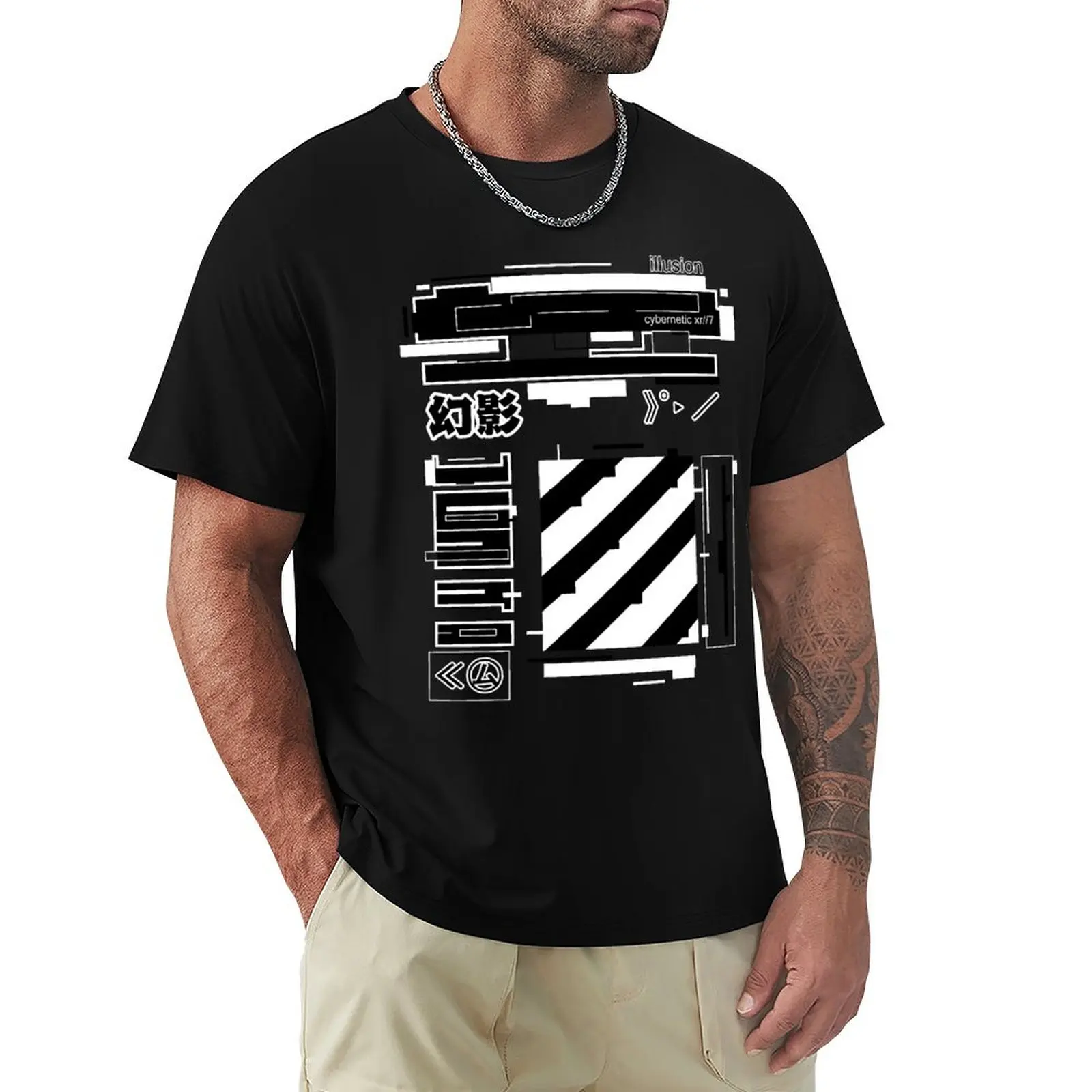 

Illusion xr//7 techwear T-Shirt luxury designer hippie clothes for a boy topping mens white t shirts