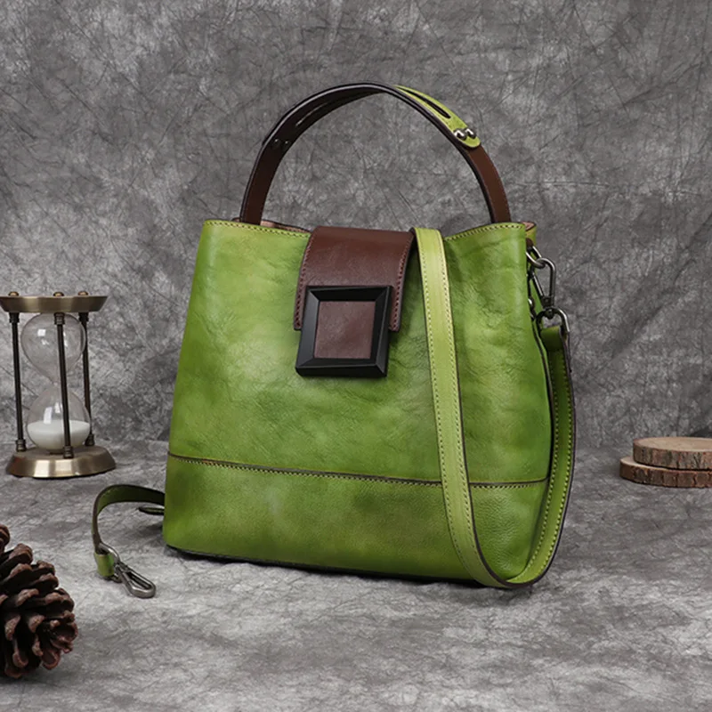 

2024 New Fashion Leather Women's Bag Retro Chinese Style Single Shoulder Crossbody Bag Multifunctional Ladies Tote Underarm Bag