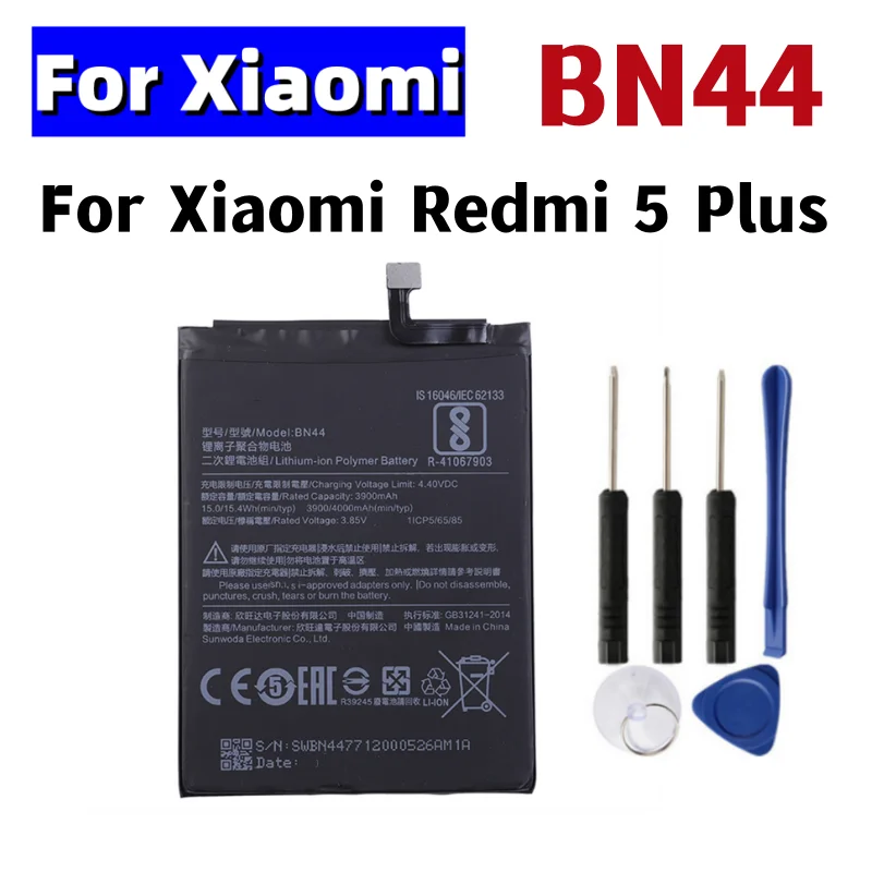 BN44 4000mAh Battery For Xiaomi Redmi 5 Plus BN44 High Quality Phone Replacement Batteries +Tools