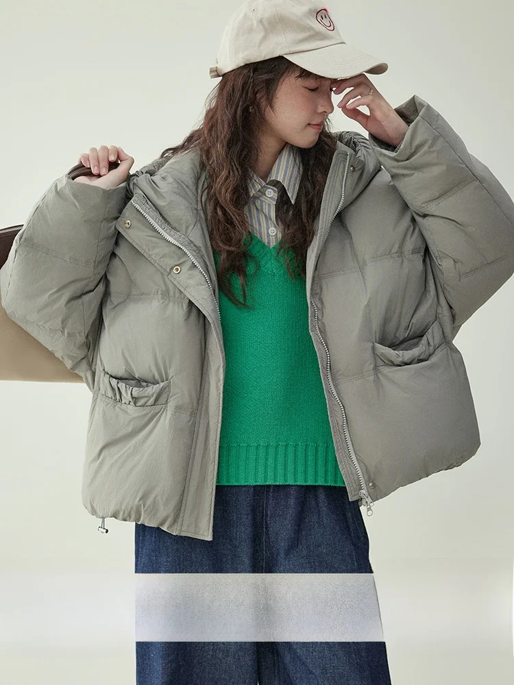 

North Island AMUU Original Color Hooded Loose Women's down Jaet Du down Warm Top Zipper Closure ort Sle